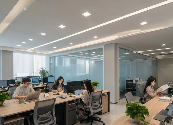 Low glare office lighting installation